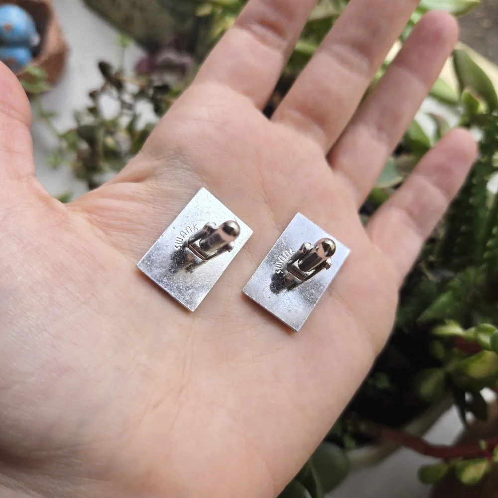 Vintage Swank Silver Geometric Cuff Links